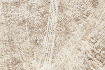 Wheel tracks in the mud