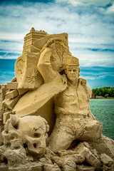 Sand sculpture the promenade on the Danube - Ruse city, Bulgaria