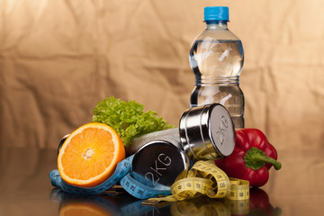 fitness equipment and healthy food