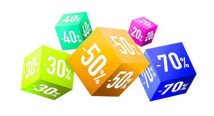 Sales icons flying together