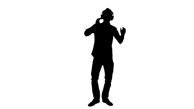 Male dancer silhouette with headphones - 1080p. Silhouette of a dancing man silhouette with headphones - 1080p
