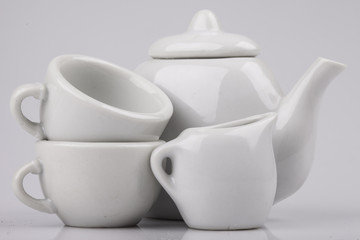 set of ceramic ware on a white background