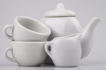 set of ceramic ware on a white background