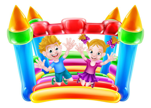 Kids Jumping on Bouncy Castle
