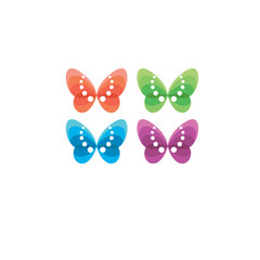 4 colored butterfly logotype design 
