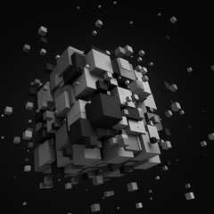 Abstract 3D Rendering of Chaotic Cubes.