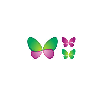 Purple and blue colored butterfly logotype design 