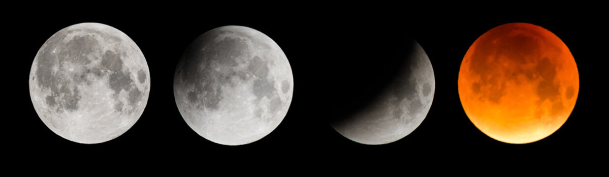 Composite image of the moon during a total lunar eclipse