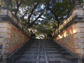 stone stairs in Vizcaya courtry park, Miami, FL