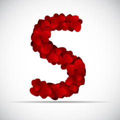 Valentine Day Alphabet of Hearts Vector Illustration