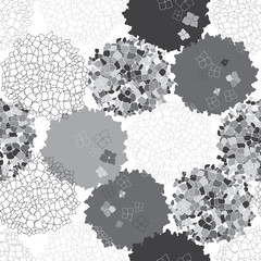 Monochrome vector seamless floral pattern with  hydrangea.