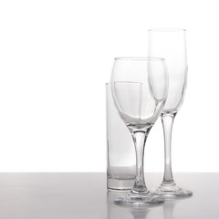 Transparent glasswares on table