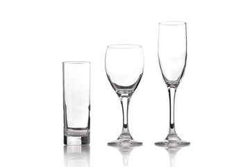 Empty glasses isolated