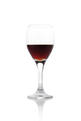 A glass of red wine isolated