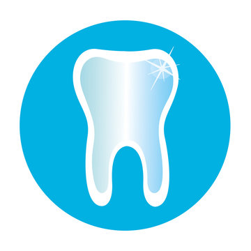 Tooth icon in a blue circle.