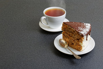 Domestic cake and cup of tea