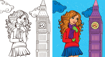 Colouring Book Of Girl In London