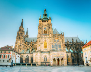 Fototapeta na wymiar Famous landmark St. Vitus Cathedral Prague, Czech Republic.