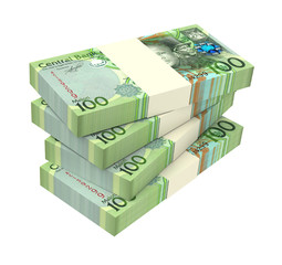 Lesotho maloti bills isolated on white background Computer generated 3D photo rendering.