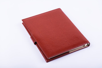 Leather luxury diary on white background