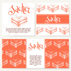 Vector illustration. Bakery design. Beautiful card with decorative typography element.  Cafe menu template with hand drawn design.