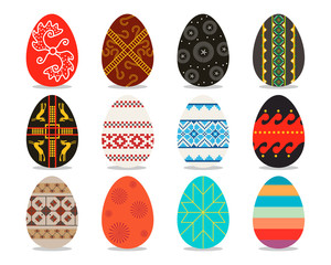 Set of isolated Easter eggs on a white background. Vector illustration