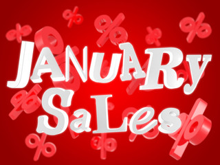 January sales on red background