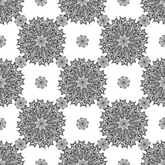 Seamless background with mandala. Vintage geometric textures. Lace pattern. Decorative background for card, web design and etc.