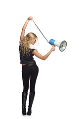 Woman with megafone