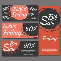 Templates for sale promotion on black friday. Vector illustration