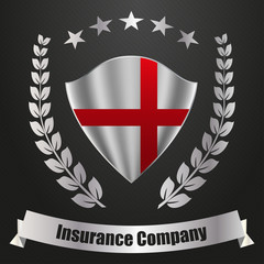 Logo of the insurance company with a shield, laurel wreath and stars