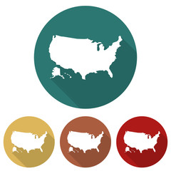 Set of icons USA map in a flat design
