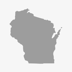 Map the State of Wisconsin in gray on a white background