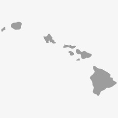 Map the State of Hawaii in gray on a white background