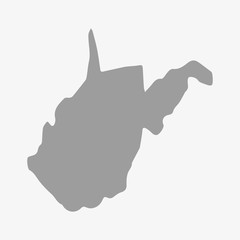 Map of West Virginia in gray on a white background