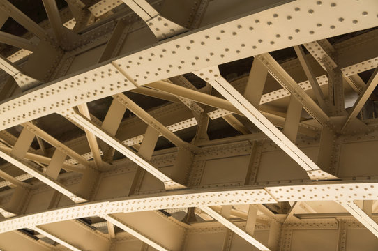 Fototapeta steel construction from under the bridge