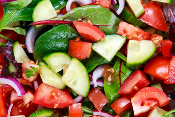 fresh raw vegetable mixed salad. close up,  view from top