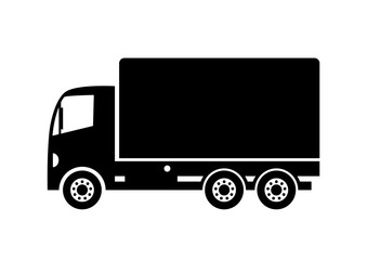 Black truck icon on white background
