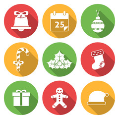 Christmas Icons with Long Shadows