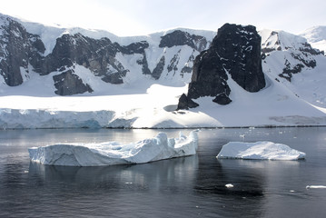 Summer in Antarctica - Coastline of Antarctica With Ice Formations - Antarctic Peninsula - Palmer...