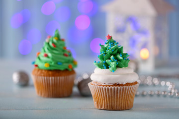 Christmas cupcakes, closeup