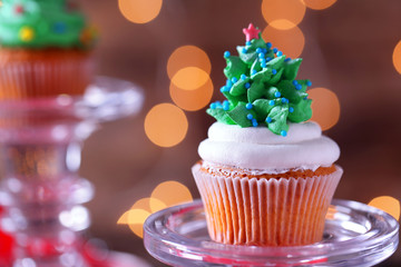 Christmas cupcake, closeup