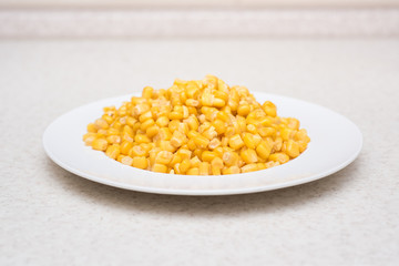 Canned corn on a plate