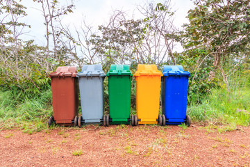 Colorful trash separated by rubbish types