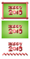 Vector illustration of 2016 new year greetings. Three versions in red on green