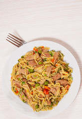 pasta with meat and vegetables mix