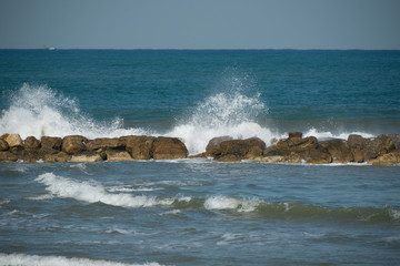 Waves on the Tel Aviv seaside Israel