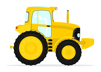 Cartoon tractor on a white background. Vector