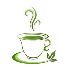 Tea cup icon green grad