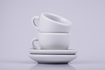 set of ceramic cups on a white background
